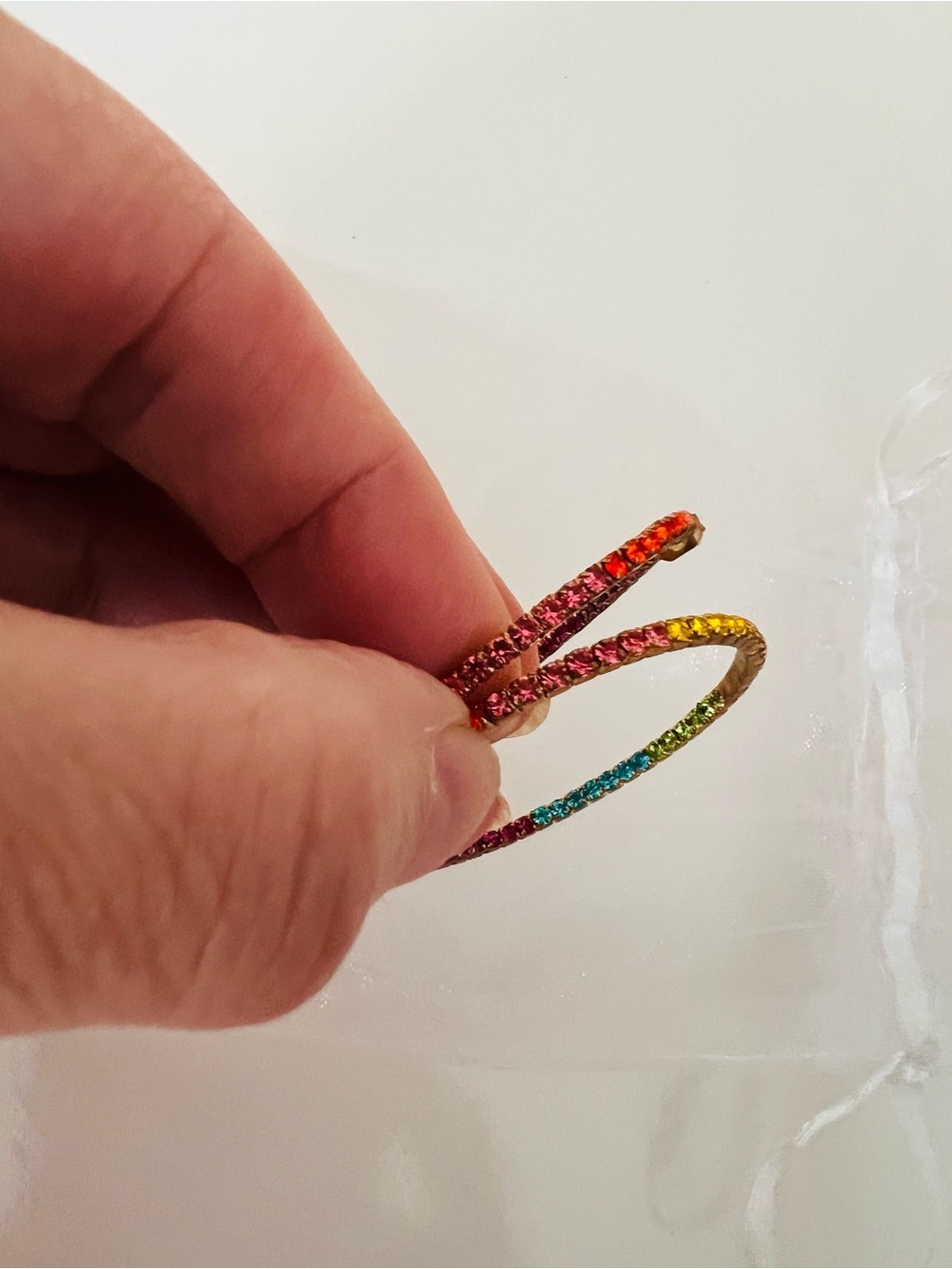 Rainbow Crystal Spiral Hoop Earrings - Multicolor